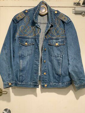 VINTAGE CAROLE LITTLE SPORT EMBROIDERED WITH STUD DENIM JACKETS SIZE 6